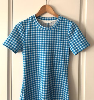 Vestido Midi Vichy Azul