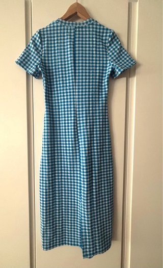 Vestido Midi Vichy Azul