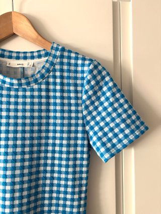 Vestido Midi Vichy Azul