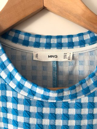Vestido Midi Vichy Azul