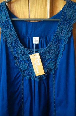 Vestido sin mangas-100% Algodón T.Única Made India