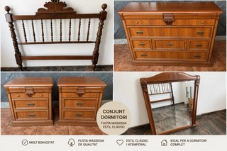 Conjunto Dormitorio Clásico Madera Maciza