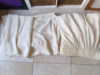Cortinas beige con cinta de lino