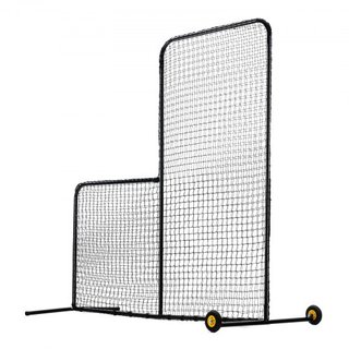Pantalla de Béisbol L para Jaula de Bateo, Pantalla de Seguridad de Softbol de 7x7 pies, Pantalla de Bateo Portátil con Bolsa de Transporte, Ruedas, Estacas para el Suelo, Red de Lanzamiento de Al...
