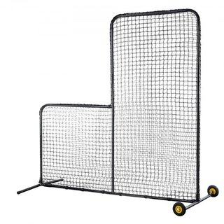 Pantalla de Béisbol L para Jaula de Bateo, Pantalla de Seguridad de Softbol de 7x7 pies, Pantalla de Bateo Portátil con Bolsa de Transporte, Ruedas, Estacas para el Suelo, Red de Lanzamiento de Al...