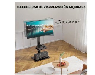 Soporte TV de pie con estantes de cristal