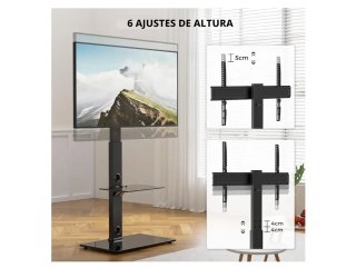 Soporte TV de pie con estantes de cristal