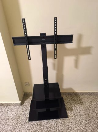 Soporte TV de pie con estantes de cristal