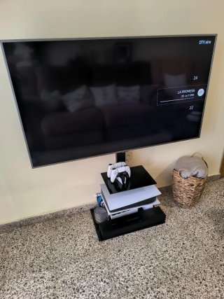 Soporte TV de pie con estantes de cristal