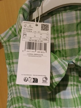 Camisa Mango cuadros verde M