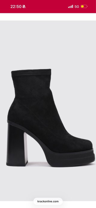 Botas de ante negras con plataforma y tacón