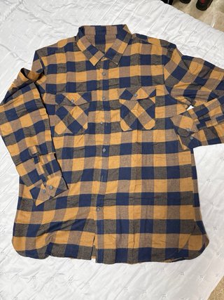 Camisa cuadros mostaza y azul marino T.L