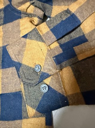 Camisa cuadros mostaza y azul marino T.L