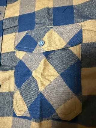 Camisa cuadros mostaza y azul marino T.L