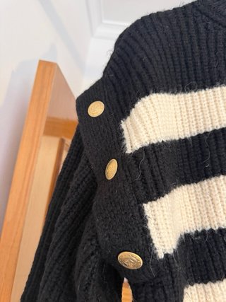 Jersey de punto rayas beige y negro