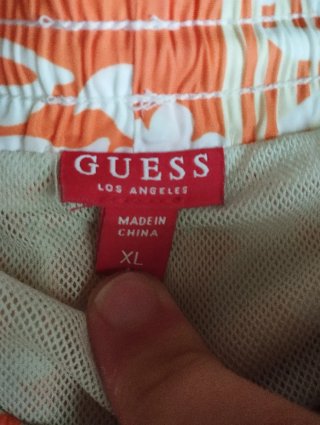 Bañador GUESS Hombre Naranja y Blanco