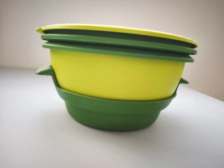 Vaporera Tupperware Verde y Amarilla Nueva