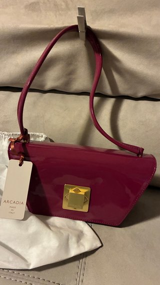 Arcadia Bag Fucsia Lucida in Vera Pelle made in It