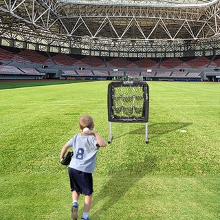 Red de béisbol de 9 agujeros, equipo de entrenamiento de béisbol y sóftbol de 28"x27" para práctica de bateo y lanzamiento, ayuda de entrenamiento ajustable en altura de alta resistencia con zona ...