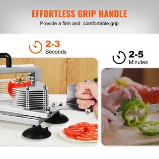 Cortador de Tomates Comercial, Cortador de Tomate de 1/4 de pulgada, Máquina Cortadora de Tomates de Acero Inoxidable de Alta Resistencia, Cortador de Tomate Manual con Pies Antideslizantes, para ...