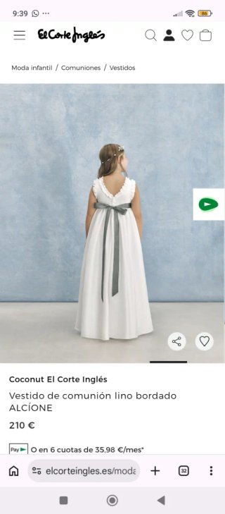 Vestido de comunión lino bordado talla 11