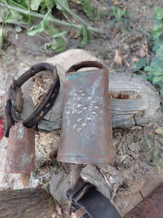 Antigüedades agrícolas: campanas oxidadas