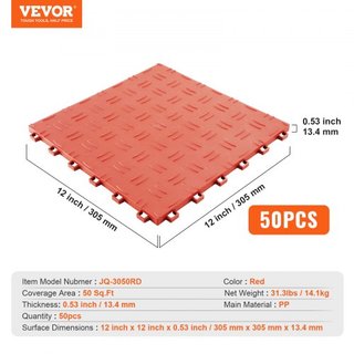 Baldosas de Garaje Interconectables, 12 x 12 x 0.53 pulgadas Paquete de 50 Baldosas para Cubrir el Suelo del Garaje, Baldosas de Suelo de Garaje de Textura Doble Cara Antideslizante, para Garajes,...