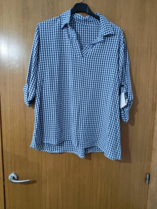 Camisa cuadros azul y blanco