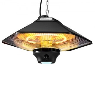 Calentador de Patio Colgante, Calentador Eléctrico de Espacio Infrarrojo de 2000W con Control Remoto para Interior/Exterior, Calentador de Techo con Protección IP34 y Cadena Ajustable, para Porche...