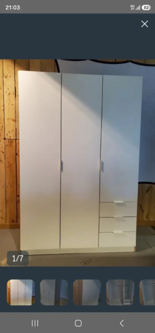 Armario blanco 3 puertas y 3 cajones