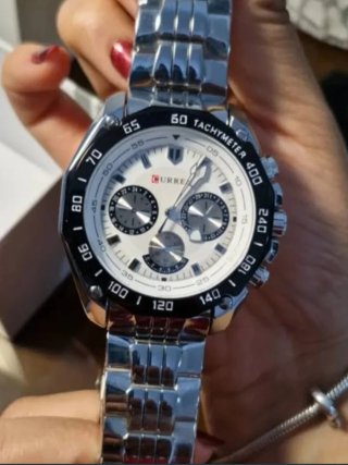 Reloj Curren Elegante Hombre Plata Blanco