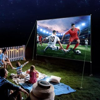 Pantalla de Cine al Aire Libre con Soporte, Pantalla de Cine Portátil de 381 cm, Pantalla de Proyector de Ángulo Amplio HD 16:9 para Proyección Frontal y Trasera, con Bolsa de Almacenamiento y Sop...