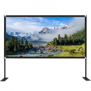 Pantalla de Cine al Aire Libre con Soporte, Pantalla de Cine Portátil de 381 cm, Pantalla de Proyector de Ángulo Amplio HD 16:9 para Proyección Frontal y Trasera, con Bolsa de Almacenamiento y Sop...