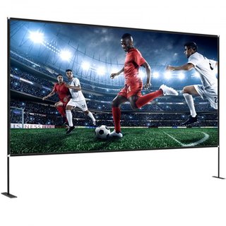 Pantalla de Cine al Aire Libre con Soporte, Pantalla de Cine Portátil de 381 cm, Pantalla de Proyector de Ángulo Amplio HD 16:9 para Proyección Frontal y Trasera, con Bolsa de Almacenamiento y Sop...