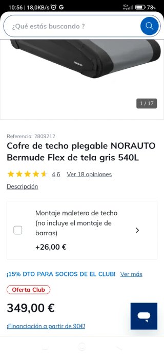 Cofre de techo plegable Norauto 540L