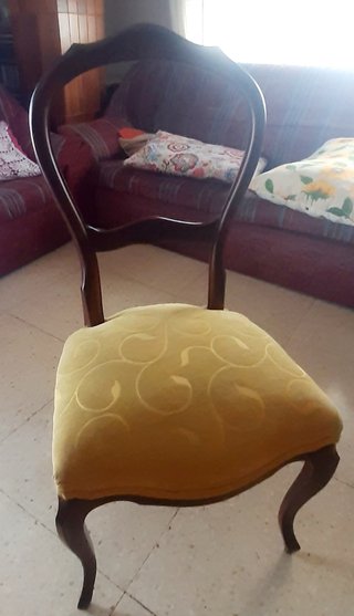 Silla Isabelina Vintage Madera Tapizada Juego de 6