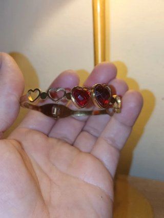 Pulsera Corazones Baño Oro y Rojo