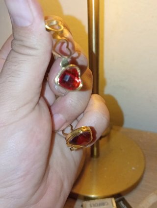 Pulsera Corazones Baño Oro y Rojo