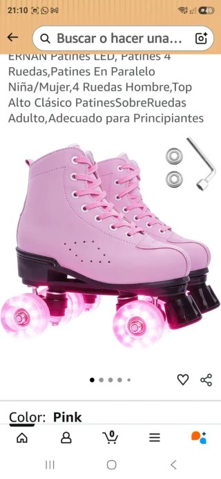 Patines rosas 4 ruedas con luces