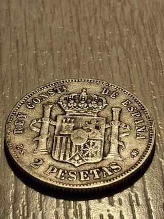 Moneda 2 Pesetas 1884 Alfonso XII Plata Original