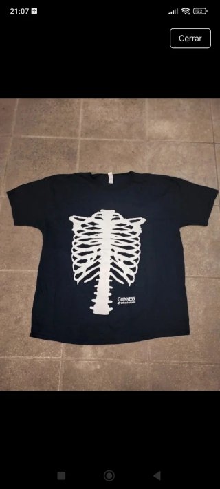 Camiseta Esqueleto Guinness Negra Talla XL