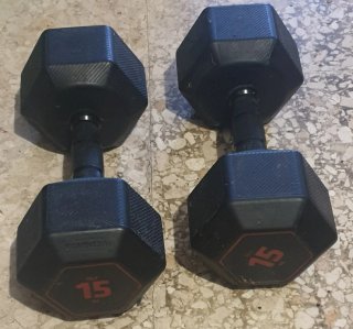 2 Mancuernas 15kg Hexagonales