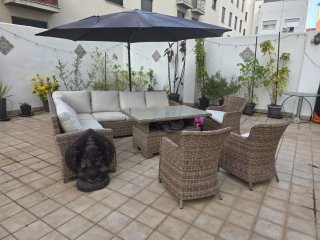 Conjunto de ratán para jardín o terraza.