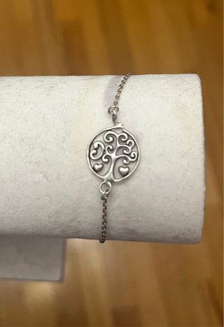 Pulsera Plata Árbol de la Vida Corazones
