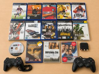 Pack PS2 Negra + 2 Mandos + 10 Juegos