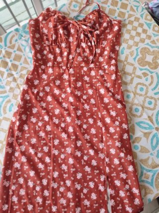 Vestido floral teja talla S