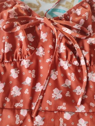 Vestido floral teja talla S
