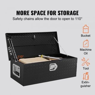 Caja de Herramientas de Aluminio para Camiones de Carga Pesada, Caja de Herramientas de Placa de Diamante con Mango Lateral y Llaves de Bloqueo, Caja Organizadora de Herramientas para Pickup, Cama...