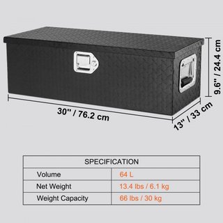 Caja de Herramientas de Aluminio para Camiones de Carga Pesada, Caja de Herramientas de Placa de Diamante con Mango Lateral y Llaves de Bloqueo, Caja Organizadora de Herramientas para Pickup, Cama...