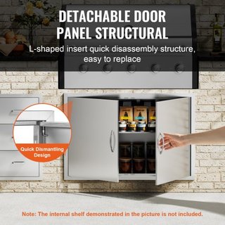 Puerta de Acceso para BBQ, Puerta Doble para Cocina Exterior de 990x660 mm, Puerta de Montaje Flush de Acero Inoxidable, Puerta Vertical de Pared con Manijas y Ganchos, para Isla de BBQ, Estación ...